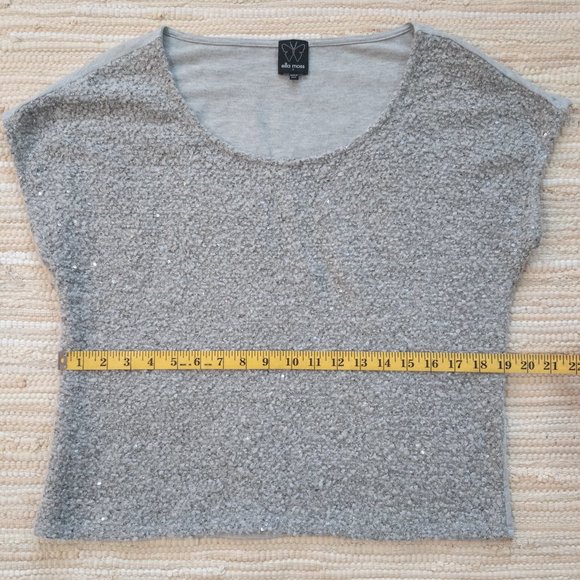 Anthropologie Ella Moss Silver Grey Sequin Knit Top Size S EUC - Picture 6 of 13